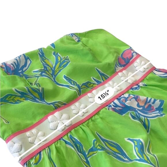 Lilly Pulitzer Green & blue floral silk blend LANGLEY Strapless dress Sundress 6 - Picture 10 of 14